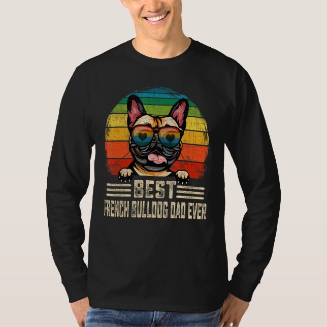 Männer Bester französischer Bulldog-Vater je Vinta T-Shirt (Vorderseite)