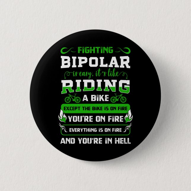 Männer Bipolar Fighter Manie Psychische Störung An Button (Vorderseite)