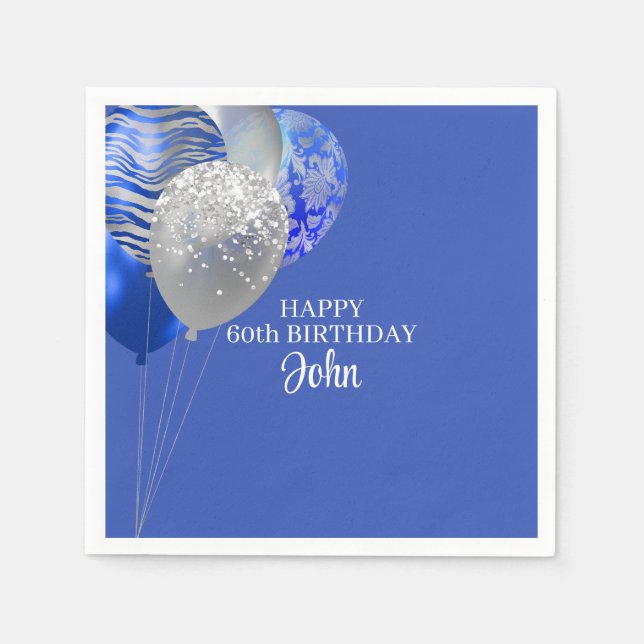Männer Blau Geburtstag  Serviette (Vorderseite)