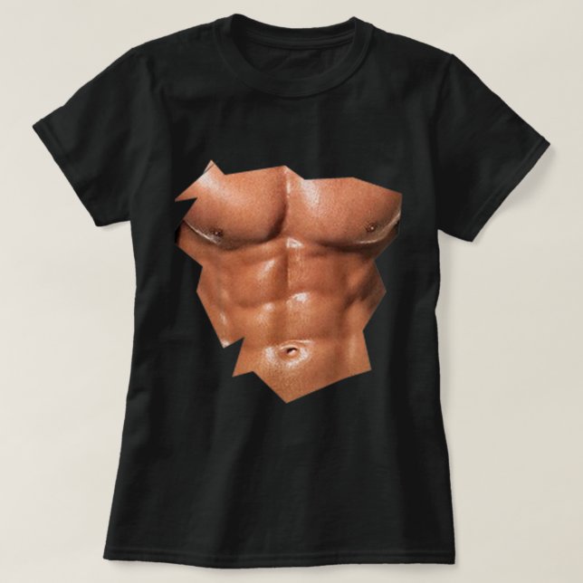 Männer Brustkorb Sixpack Abs lustiges Fake abs Mus T-Shirt (Design vorne)