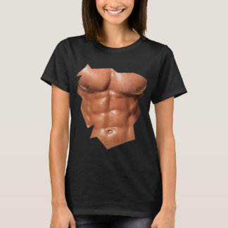 Männer Brustkorb Sixpack Abs lustiges Fake abs Mus T-Shirt