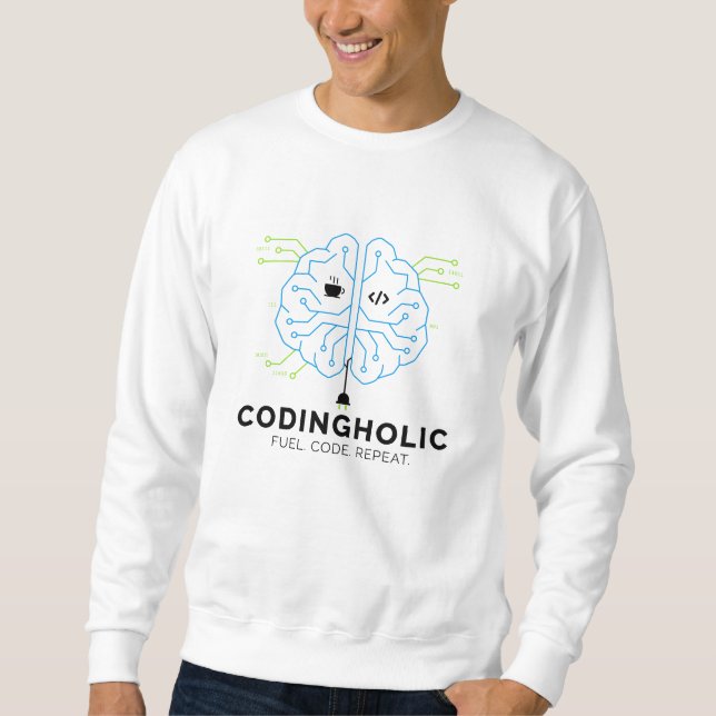 Männer Clean Tech Gehirn Coding Grafik Programmier Sweatshirt (Vorderseite)