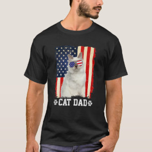 Männer Cool Cat Dad Amerikanische Flagge Vater S T T-Shirt