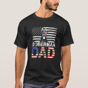 Männer Coole Dobermann Dad USA-Flagge Patriotische T-Shirt