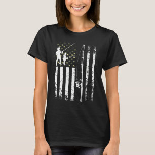 Männer Coole Fishing USA-Tarnung US-Flagge Bass-Fi T-Shirt