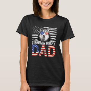 Männer Coole Sibirischer Husky Vater USA-Flagge Pa T-Shirt