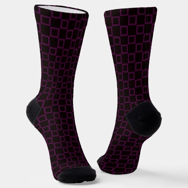 Männer Crew Socken, Lila Violett Schwarzes Design Socken (Gewinkelt)