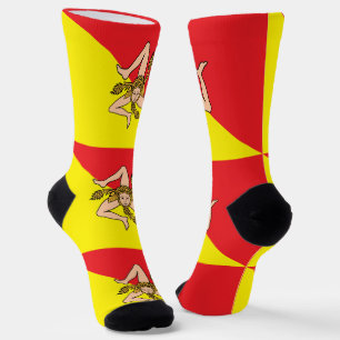 Männer Crew Socken mit der Flagge Siziliens, Itali