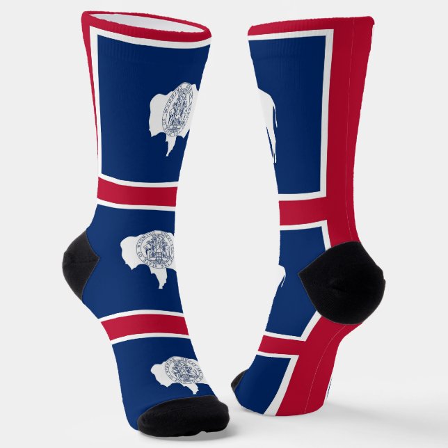 Männer Crew Socken mit Fahne von Wyoming, USA. (Gewinkelt)