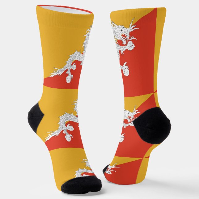 Männer Crew Socken mit Flagge Bhutans (Gewinkelt)