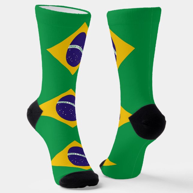 Männer Crew Socken mit Flagge Brasiliens (Gewinkelt)