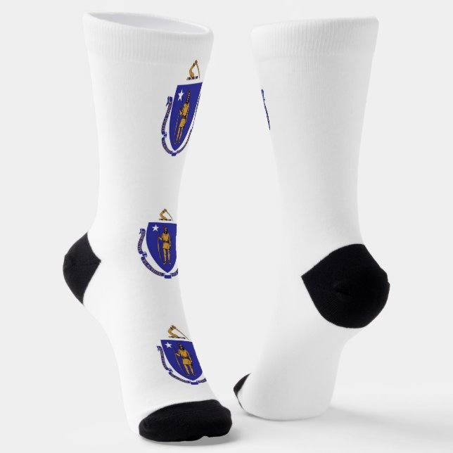 Männer Crew Socken mit Flagge von Massachusetts (Gewinkelt)