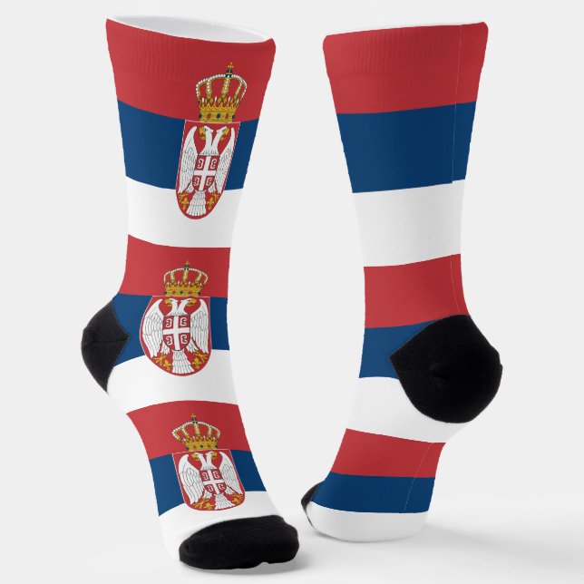 Männer Crew Socken mit serbischer Flagge (Gewinkelt)