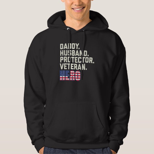 Männer Daddy Ehemann Beschützer Veteran Held Hoodie (Vorderseite)