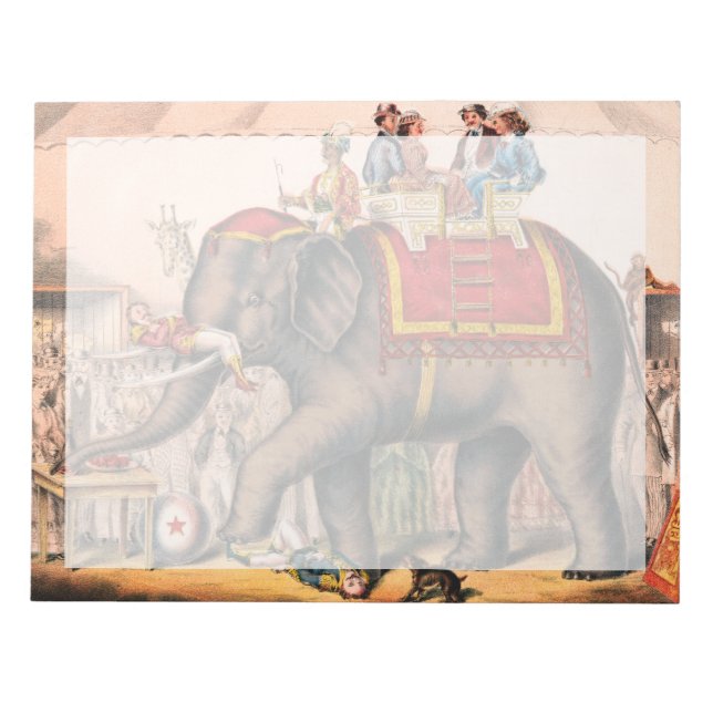 Männer Darstellend einen Zirkus mit einem Elefante Notizblock (Vorderseite)