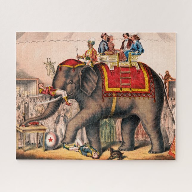 Männer Darstellend einen Zirkus mit einem Elefante Puzzle (Horizontal)