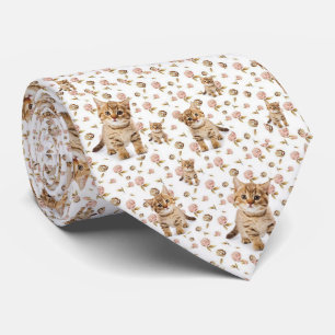 Männer Designer Blumen Kitten Katzen Krawatte