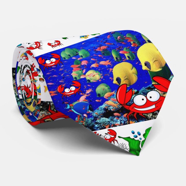 Männer Designer Fisch Krabbe Krawatte (Gerollt)