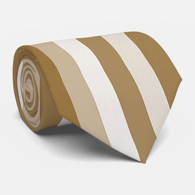 Männer Designer Krawatte Beige Streifen (Gerollt)