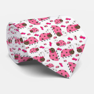 Männer Designer Krawatte Pink Ladybugs