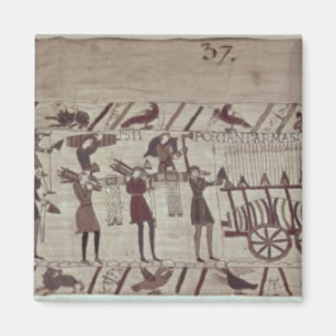 Männer, die Arme zu den Schiffen tragen und a Magnet