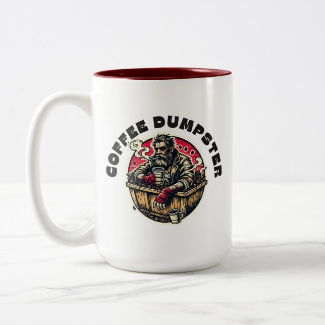 Männer, die gerne Kaffee trinken und gut lachen Zweifarbige Tasse (Links)