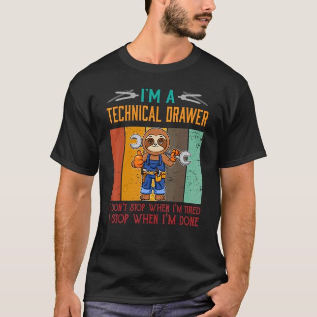 Männer, die ich Technischer Schubladen bin, halten T-Shirt (Vorderseite)