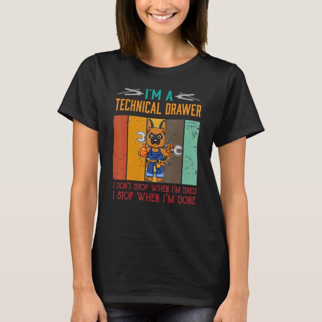 Männer, die ich Technischer Schubladen bin, halten T-Shirt (Vorderseite)
