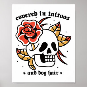 Männer, die in Tattoos und Hufhaar überzogen sind, Poster