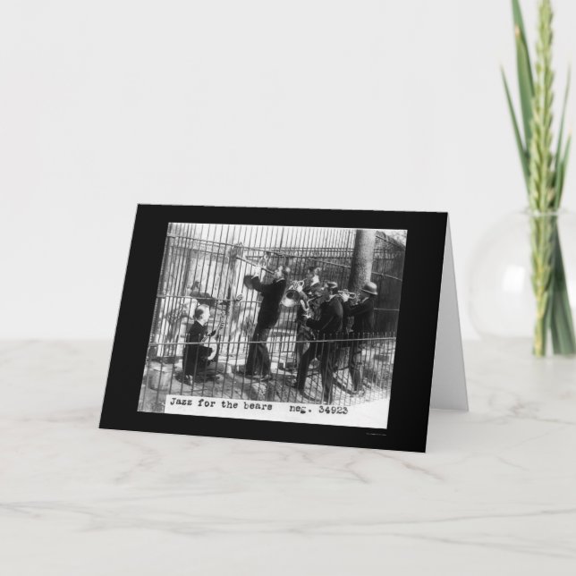 Männer, die Jazz-Musik durch einen Eisbären 1924 Karte (Vorderseite)