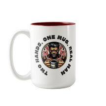 Männer, die mit zwei Händen Kaffee Liebe haben