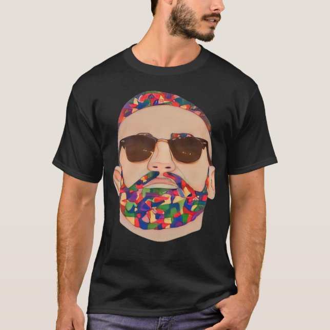 Männer druckten Round Neck Black T - Shirt (Vorderseite)