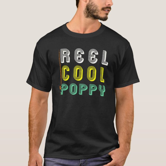 Männer Echtes Cool Mohn Angelrolle Angelköder Angl T-Shirt (Vorderseite)