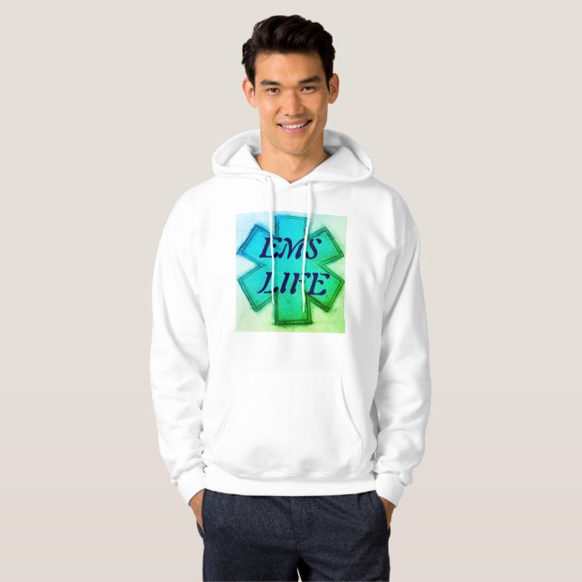 Männer-EMS-Leben mit aquamarinem und grünem Lebens Hoodie (Vorne ganz)