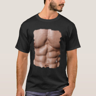 Männer Fake Muskel unter Brustkorb Sixpack abs Pri T-Shirt
