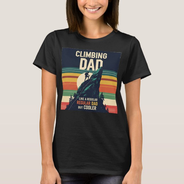 Männer Felsen Klettern Vater Bergsteiger Wanderer T-Shirt (Vorderseite)