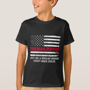 Männer Feuerwehrmann Pop Pop USA-Flagge Stolz Feue T-Shirt