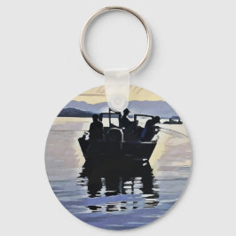 Männer fischen am See abstrakte Silhouette Schlüsselanhänger