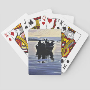 Männer fischen am See abstrakte Silhouette Spielkarten