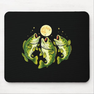 Männer Forellenbarsch heult zum Mond Mousepad
