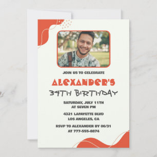 Männer-Foto-Einladungen zum 34. Geburtstag Modern  Einladung