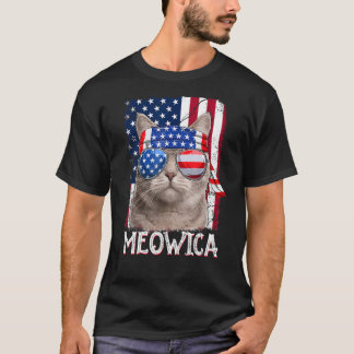 Männer Frauen Funny Cat Lover 4. Juli Meowica Amer T-Shirt