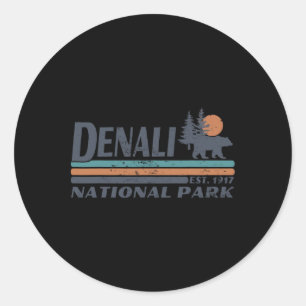 Männer Frauen Retro Denali Nationalpark Berge Wand Runder Aufkleber