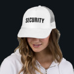 Männer Frauen Schwarz-weiße benutzerdefinierte Tex Truckerkappe<br><div class="desc">Fügen Sie Image Company Logo Text hier Modernes elegantes Template Herren's Women's Unisex Security Mitglied Schwarz-weiß Baseball Cap / Trucker Hat.</div>