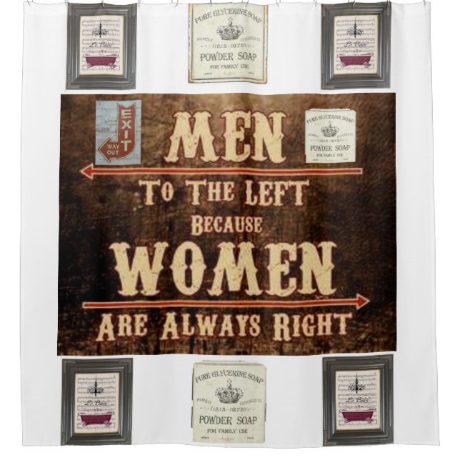 Männer Frauen verlassen Duschvorhang weiß (Vorderseite)