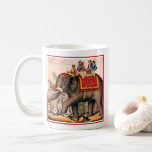 Männer führen einen Zirkusakt mit einem Elefanten Kaffeetasse