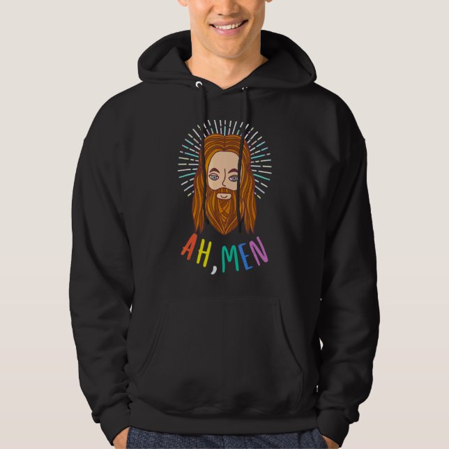 Männer Gay Pride Jesus Regenbogenflagge Christlich Hoodie (Vorderseite)