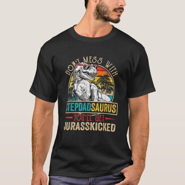 Männer gestört Stepdadsaurus Dinosaur T Rex Vater T-Shirt (Vorderseite)