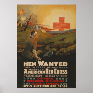 Männer Gewollt für das amerikanische Rote Kreuz Poster
