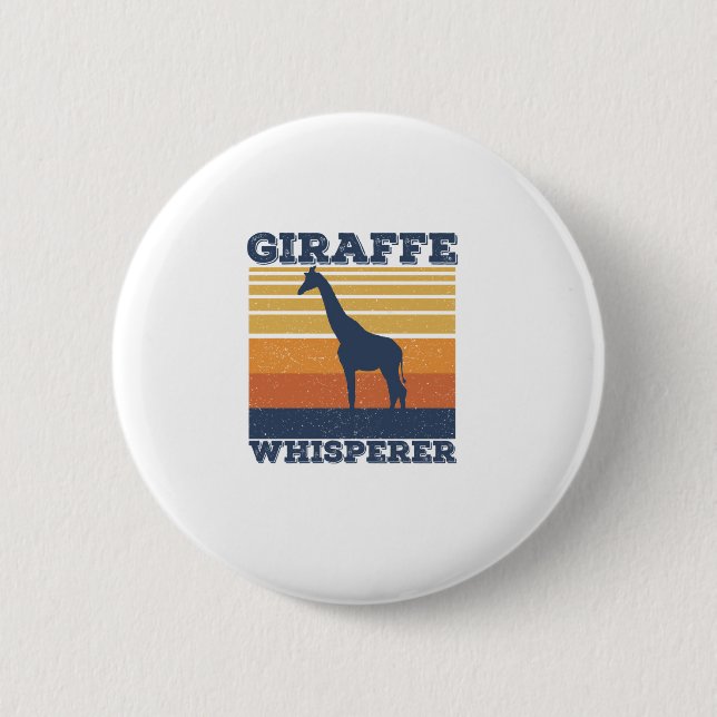 Männer Giraffe Flüsterer Retro Afrikanisches Tier  Button (Vorderseite)